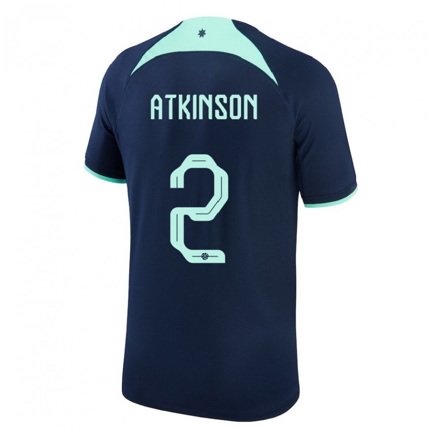 Gyermek Ausztrál Nathaniel Atkinson #2 Sötétkék Idegenbeli Jersey 22-24 Mez Póló