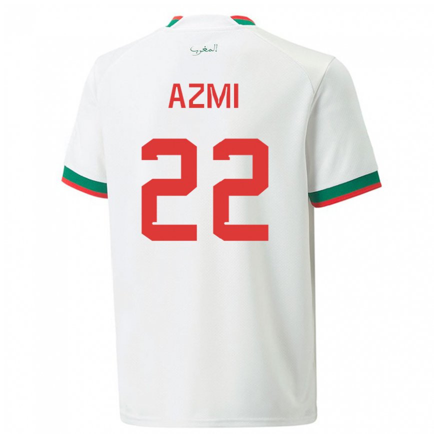 Gyermek Marokkói Ahmed Azmi #22 Fehér Idegenbeli Jersey 22-24 Mez Póló