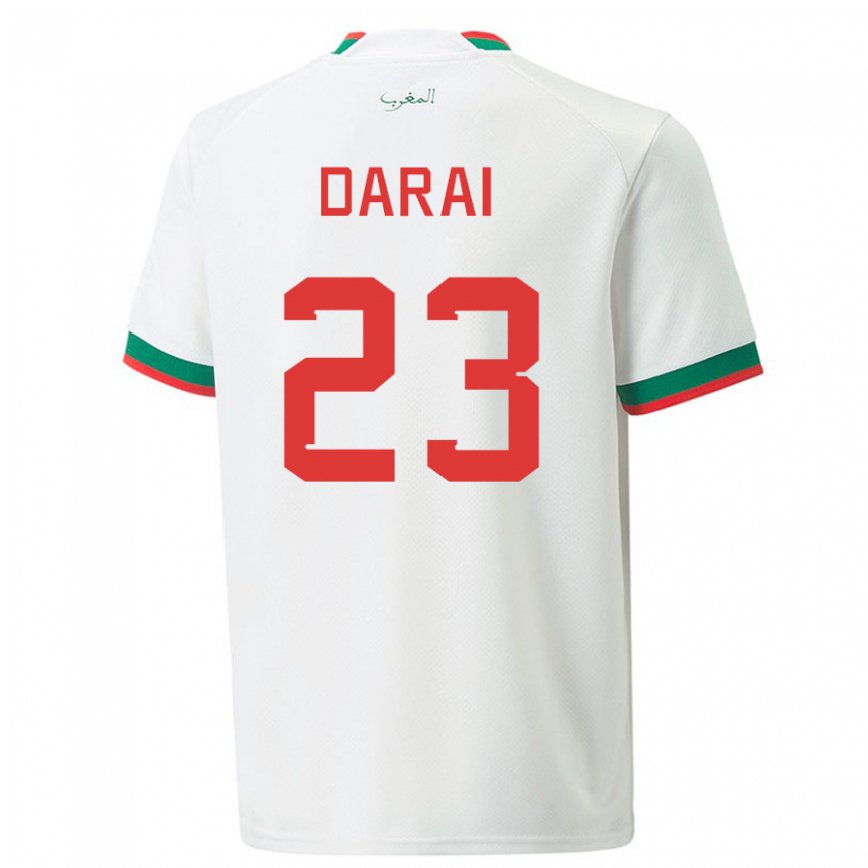 Gyermek Marokkói Hamza Darai #23 Fehér Idegenbeli Jersey 22-24 Mez Póló