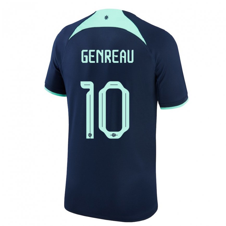 Gyermek Ausztrál Denis Genreau #10 Sötétkék Idegenbeli Jersey 22-24 Mez Póló