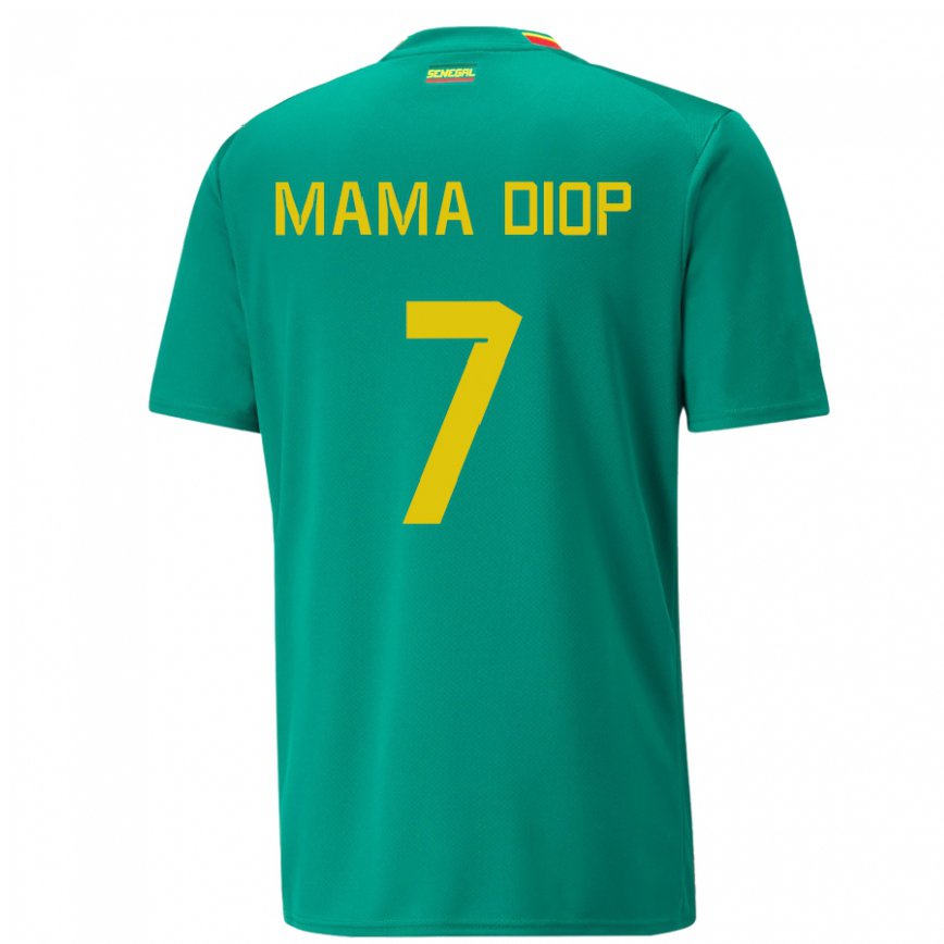 Gyermek Szenegáli Mama Diop #7 Zöld Idegenbeli Jersey 22-24 Mez Póló