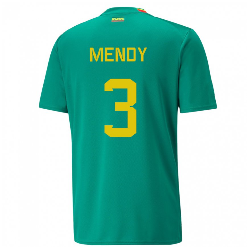 Gyermek Szenegáli Formose Mendy #3 Zöld Idegenbeli Jersey 22-24 Mez Póló