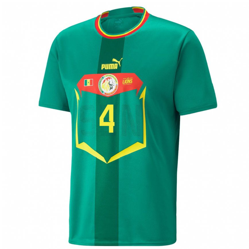 Gyermek Szenegáli Cavin Diagne #4 Zöld Idegenbeli Jersey 22-24 Mez Póló