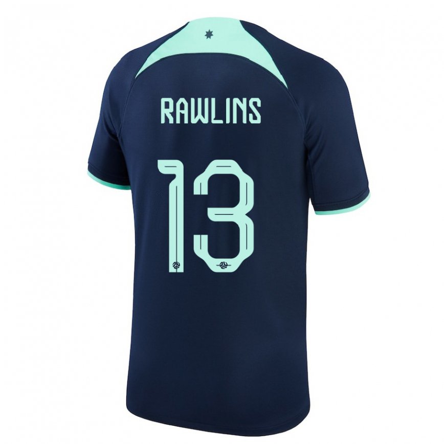 Gyermek Ausztrál Joshua Rawlins #13 Sötétkék Idegenbeli Jersey 22-24 Mez Póló