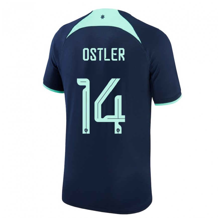 Gyermek Ausztrál Trent Ostler #14 Sötétkék Idegenbeli Jersey 22-24 Mez Póló