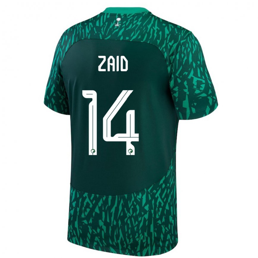 Gyermek Szaúd-arábiai Abdullah Zaid #14 Dark Zöld Idegenbeli Jersey 22-24 Mez Póló