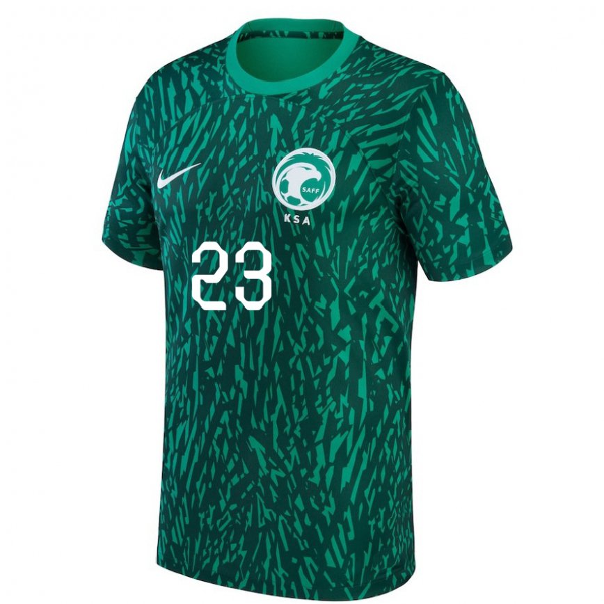 Gyermek Szaúd-arábiai Yazeed Jawshan #23 Dark Zöld Idegenbeli Jersey 22-24 Mez Póló