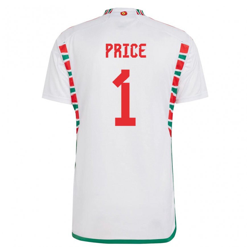 Gyermek Walesi Jo Price #1 Fehér Idegenbeli Jersey 22-24 Mez Póló