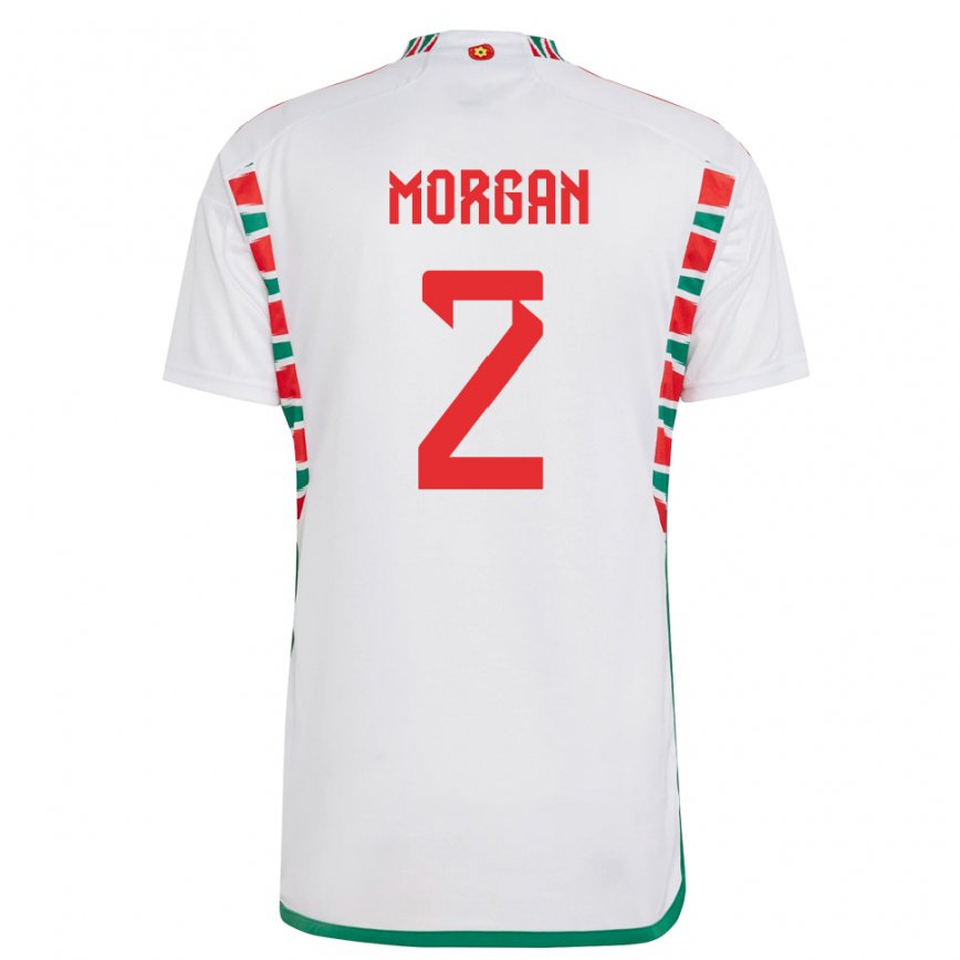 Gyermek Walesi Ffion Morgan #2 Fehér Idegenbeli Jersey 22-24 Mez Póló