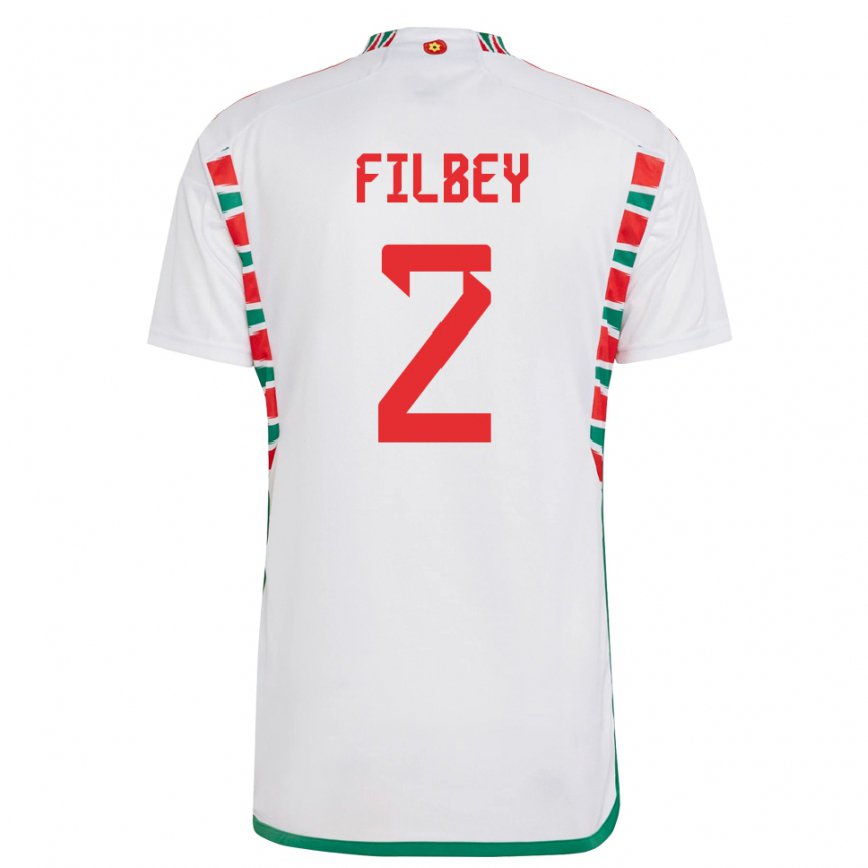 Gyermek Walesi Anna Filbey #2 Fehér Idegenbeli Jersey 22-24 Mez Póló