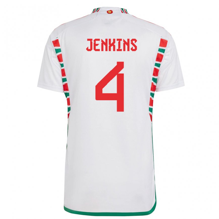 Gyermek Walesi Shaunna Jenkins #4 Fehér Idegenbeli Jersey 22-24 Mez Póló