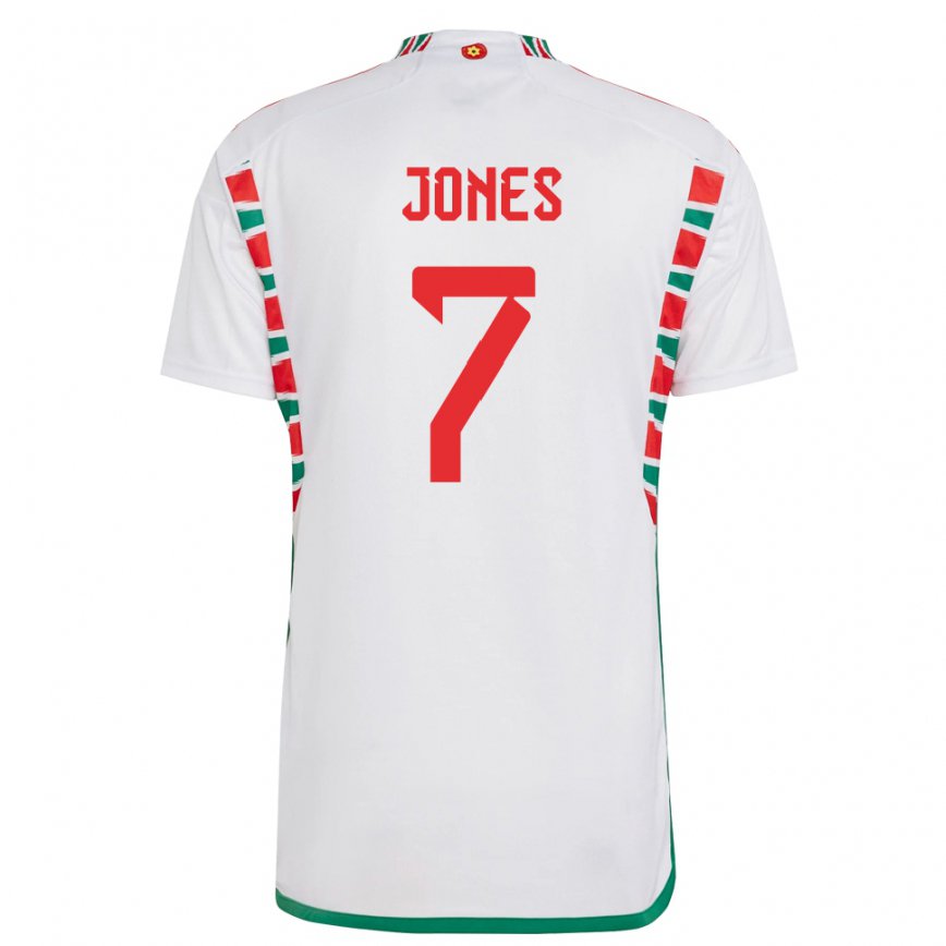 Gyermek Walesi Emma Jones #7 Fehér Idegenbeli Jersey 22-24 Mez Póló