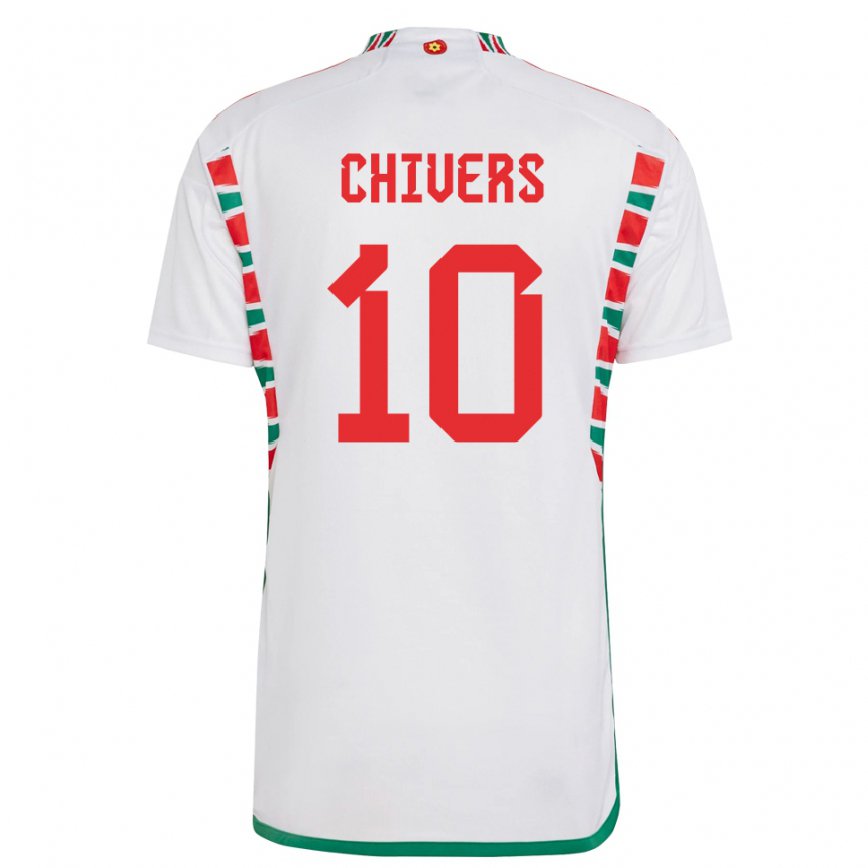 Gyermek Walesi Chloe Chivers #10 Fehér Idegenbeli Jersey 22-24 Mez Póló