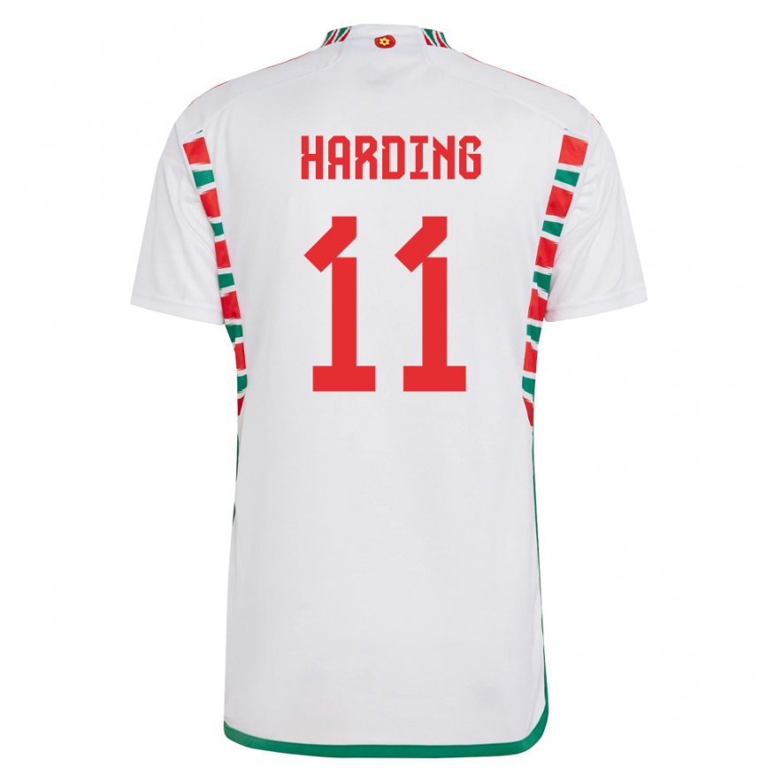 Gyermek Walesi Natasha Harding #11 Fehér Idegenbeli Jersey 22-24 Mez Póló