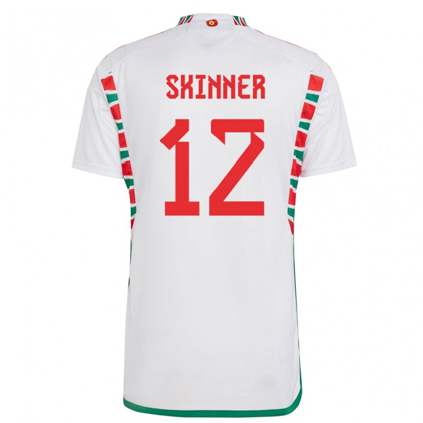 Gyermek Walesi Claire Skinner #12 Fehér Idegenbeli Jersey 22-24 Mez Póló