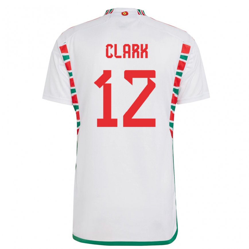 Gyermek Walesi Olivia Clark #12 Fehér Idegenbeli Jersey 22-24 Mez Póló