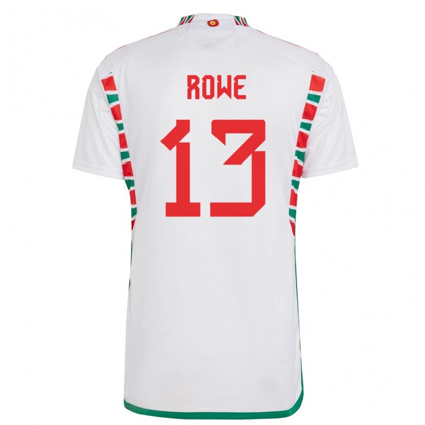 Gyermek Walesi Rachel Rowe #13 Fehér Idegenbeli Jersey 22-24 Mez Póló