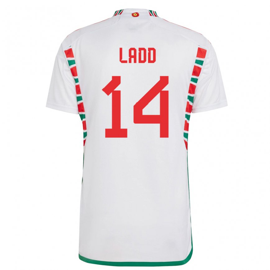 Gyermek Walesi Hayley Ladd #14 Fehér Idegenbeli Jersey 22-24 Mez Póló