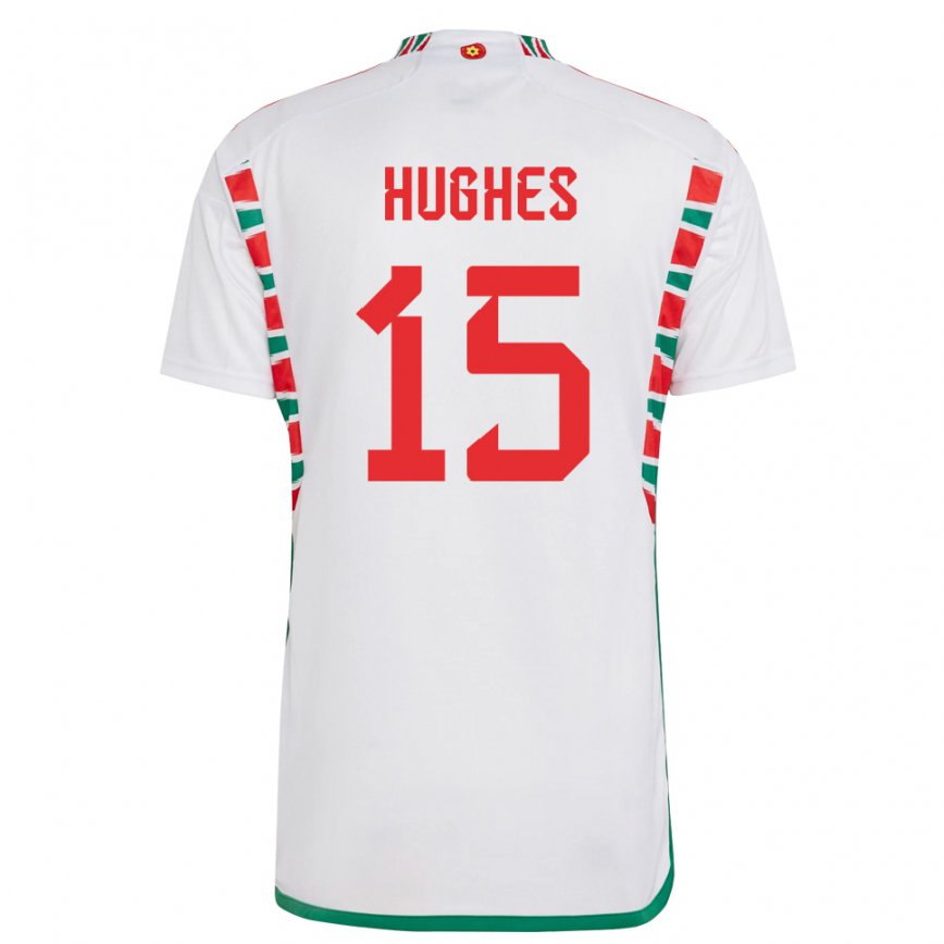 Gyermek Walesi Elise Hughes #15 Fehér Idegenbeli Jersey 22-24 Mez Póló