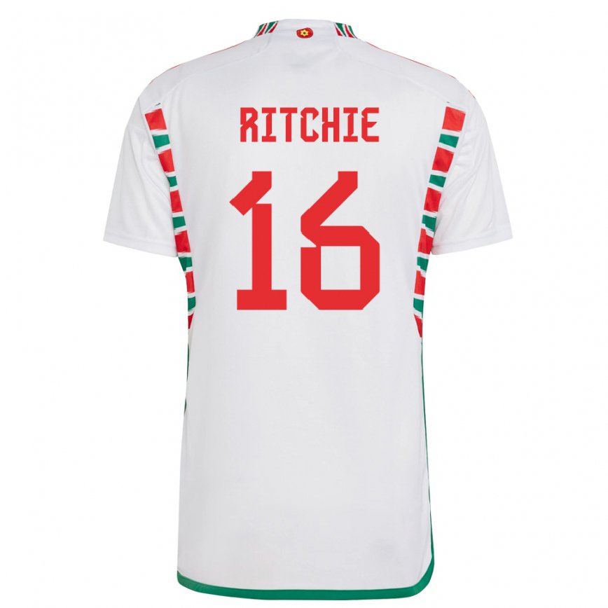 Gyermek Walesi Amelia Ritchie #16 Fehér Idegenbeli Jersey 22-24 Mez Póló