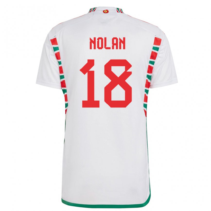 Gyermek Walesi Kylie Nolan #18 Fehér Idegenbeli Jersey 22-24 Mez Póló