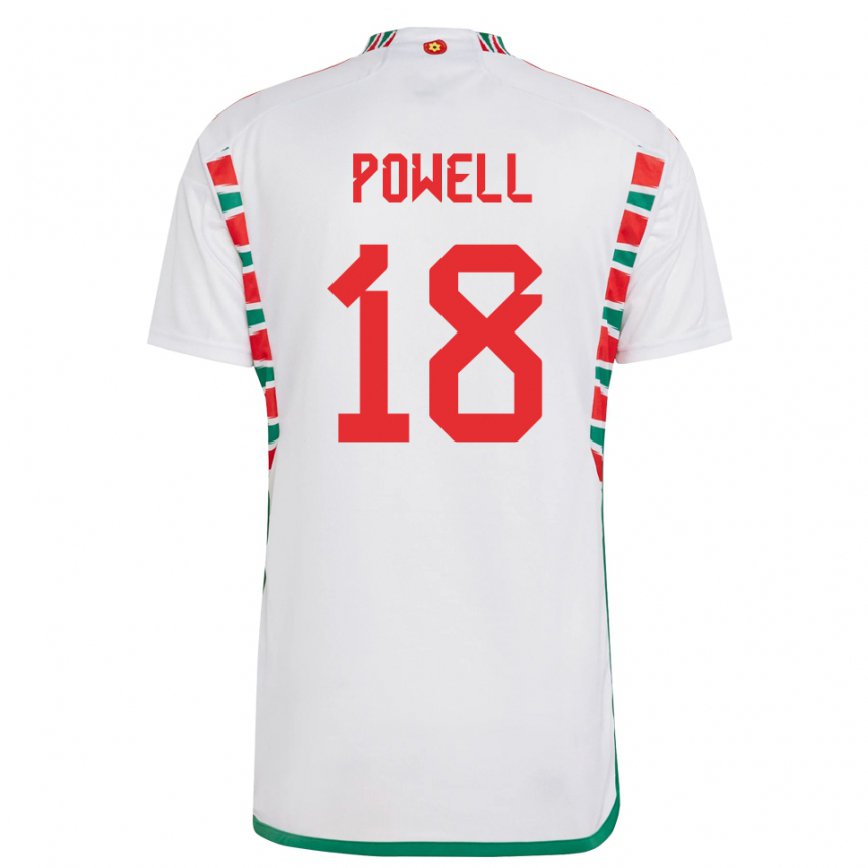 Gyermek Walesi Ella Powell #18 Fehér Idegenbeli Jersey 22-24 Mez Póló