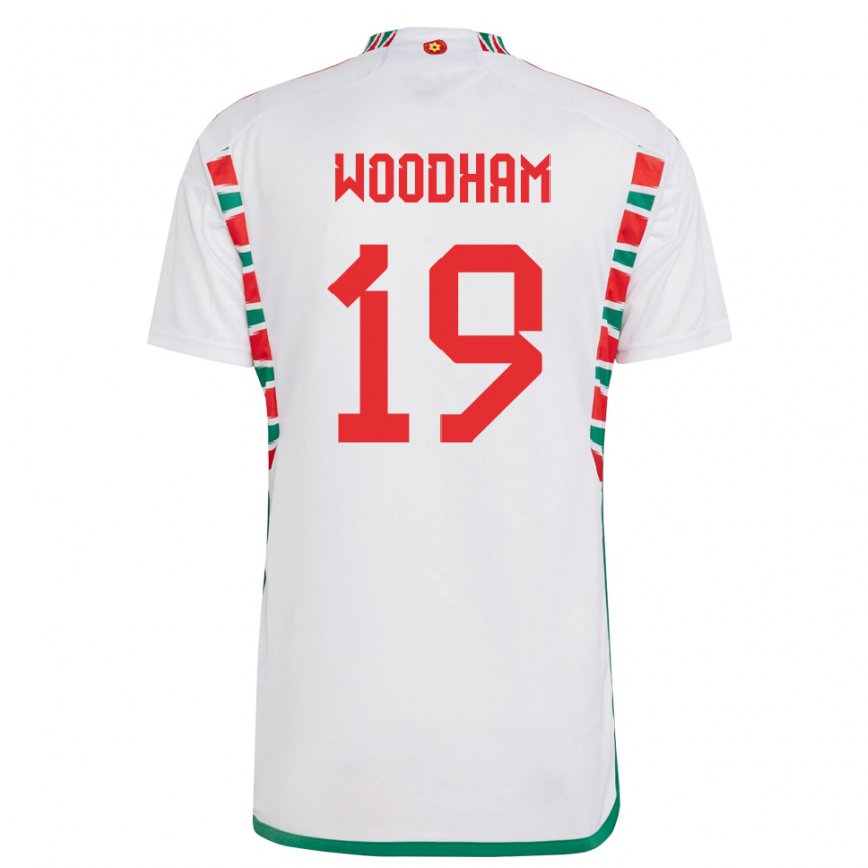 Gyermek Walesi Lily Woodham #19 Fehér Idegenbeli Jersey 22-24 Mez Póló