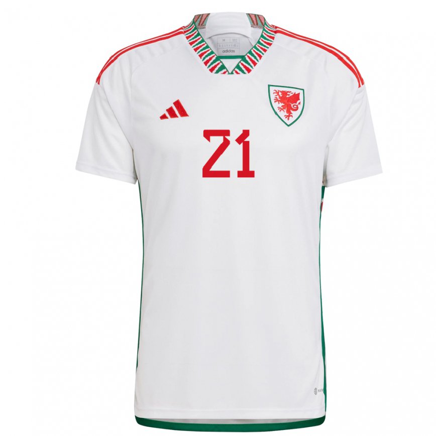 Gyermek Walesi Poppy Soper #21 Fehér Idegenbeli Jersey 22-24 Mez Póló