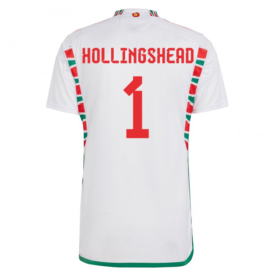 Gyermek Walesi Ronnie Hollingshead #1 Fehér Idegenbeli Jersey 22-24 Mez Póló