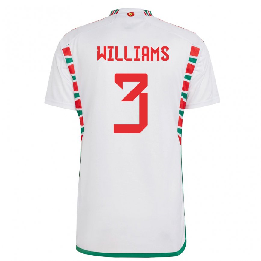 Gyermek Walesi Zac Williams #3 Fehér Idegenbeli Jersey 22-24 Mez Póló