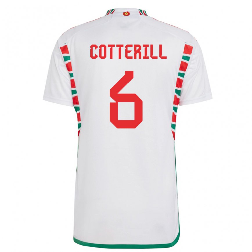 Gyermek Walesi Joel Cotterill #6 Fehér Idegenbeli Jersey 22-24 Mez Póló