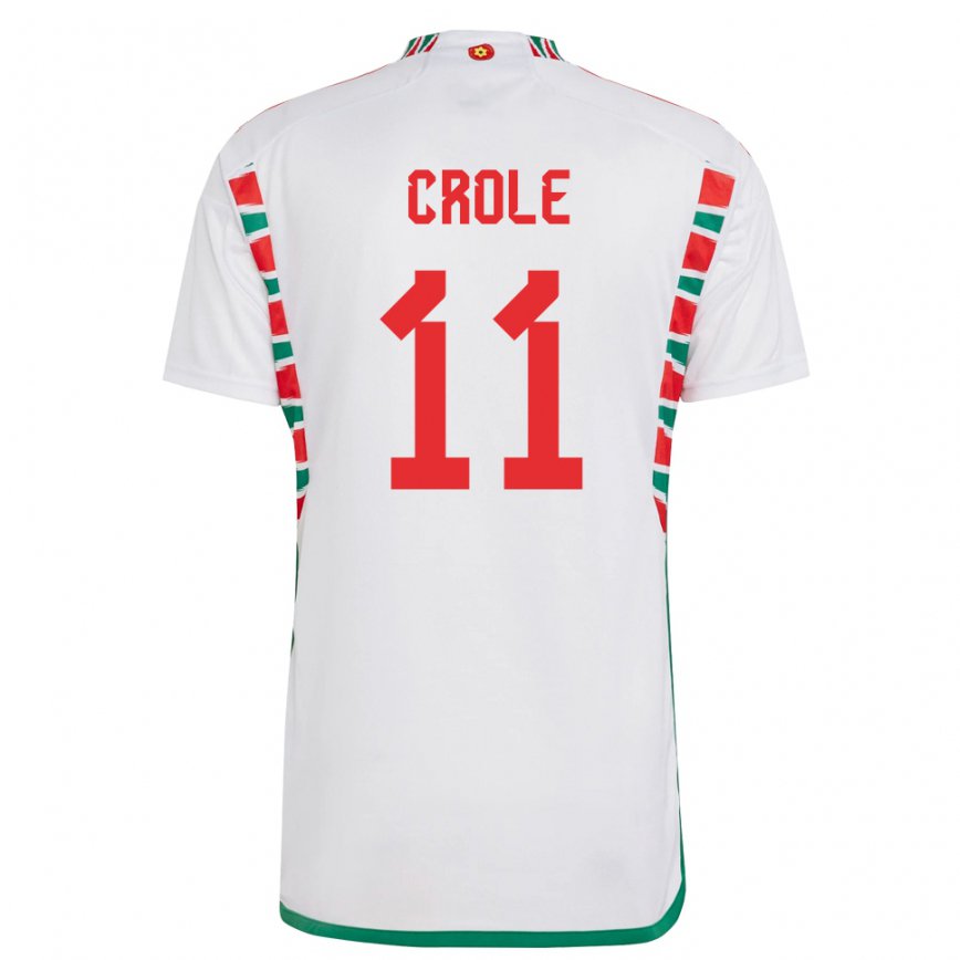 Gyermek Walesi James Crole #11 Fehér Idegenbeli Jersey 22-24 Mez Póló