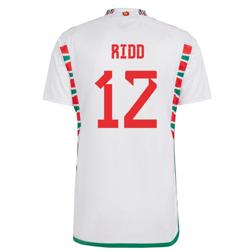 Gyermek Walesi Lewis Ridd #12 Fehér Idegenbeli Jersey 22-24 Mez Póló