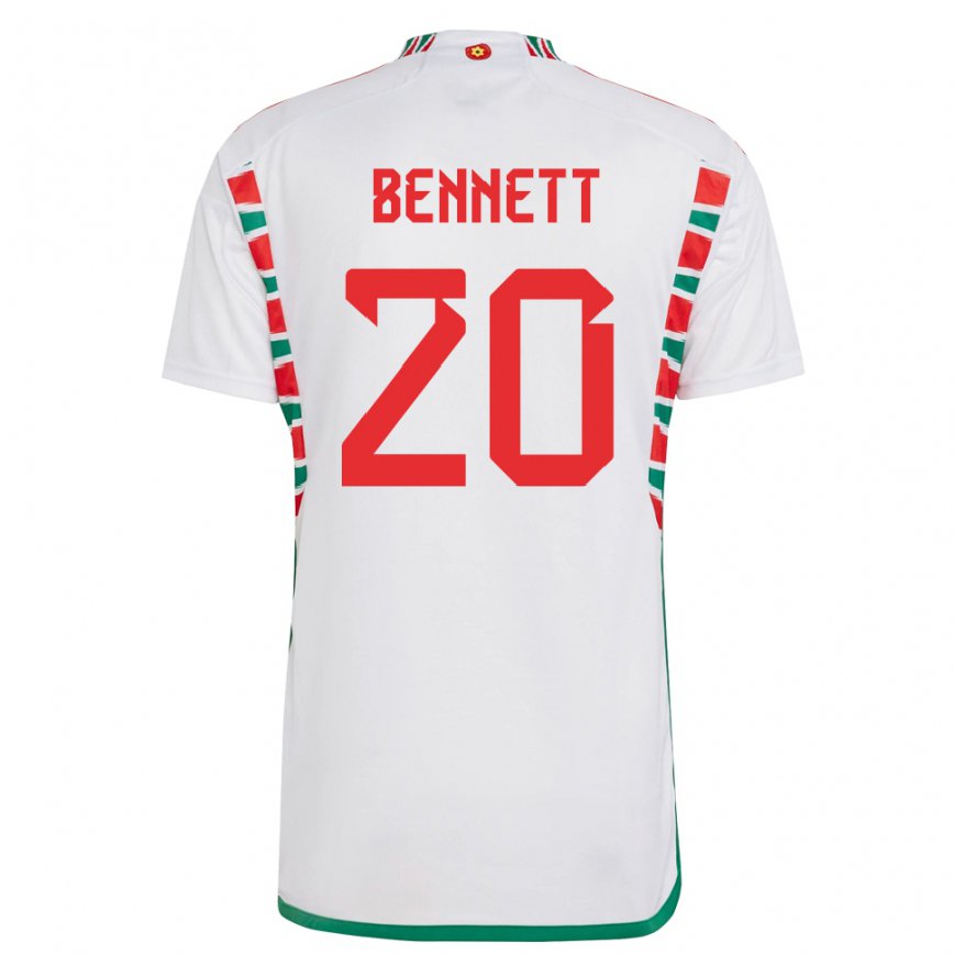 Gyermek Walesi Aaron Bennett #20 Fehér Idegenbeli Jersey 22-24 Mez Póló