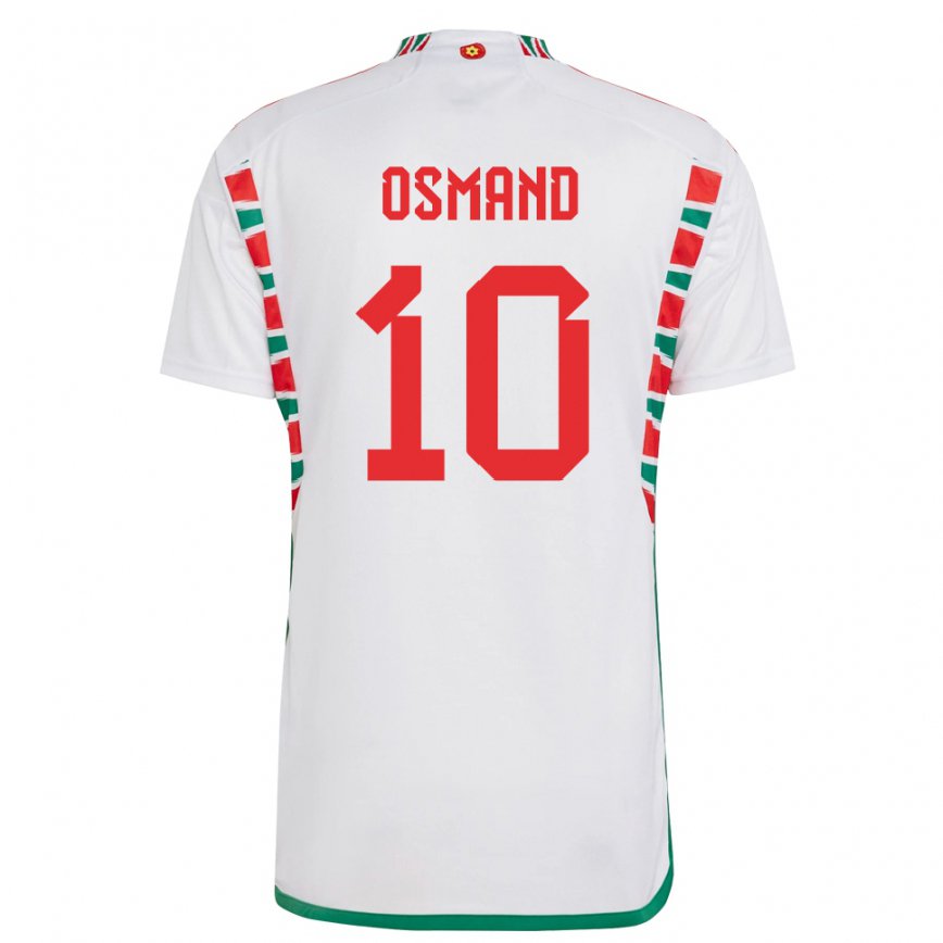 Gyermek Walesi Callum Osmand #10 Fehér Idegenbeli Jersey 22-24 Mez Póló