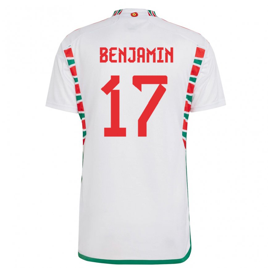 Gyermek Walesi Omari Benjamin #17 Fehér Idegenbeli Jersey 22-24 Mez Póló