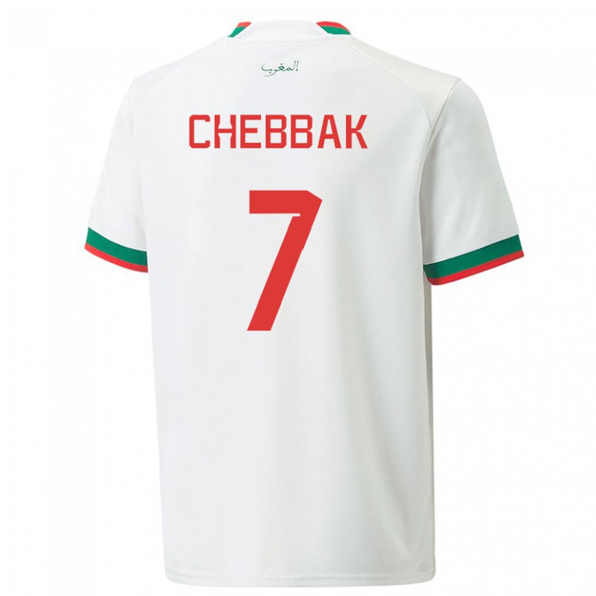 Gyermek Marokkói Ghizlane Chebbak #7 Fehér Idegenbeli Jersey 22-24 Mez Póló