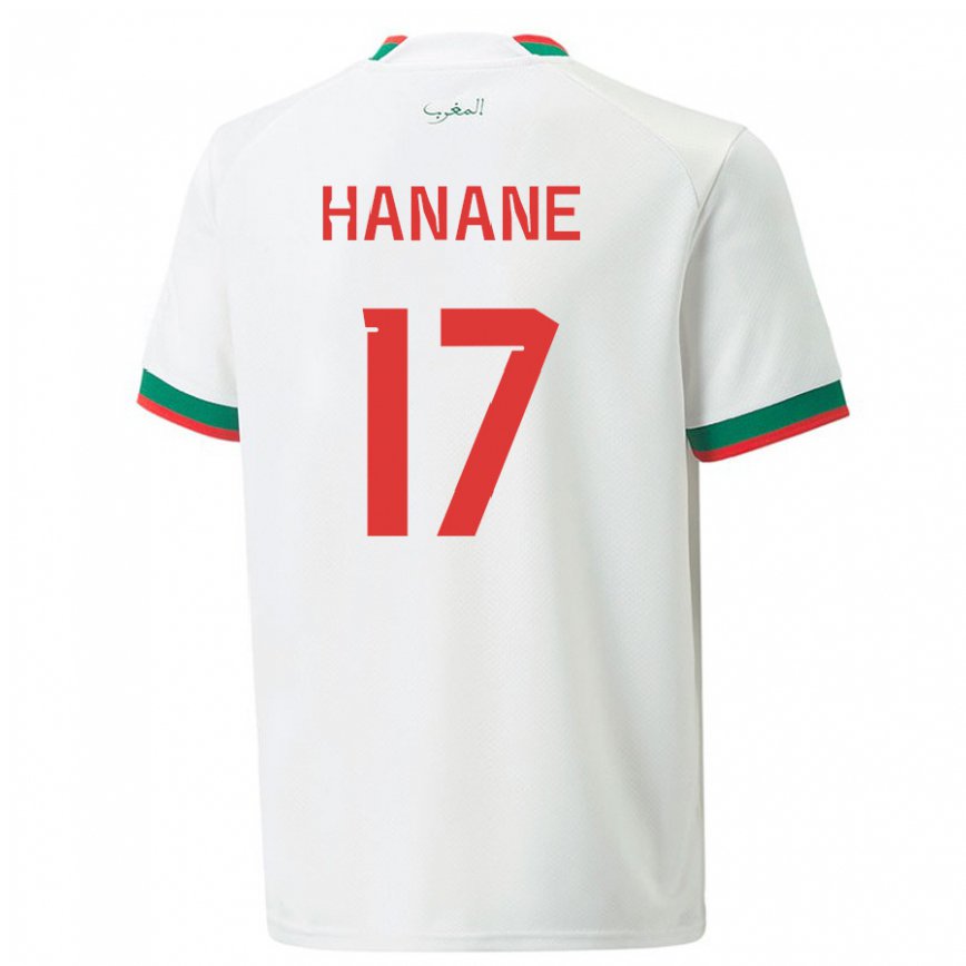 Gyermek Marokkói Hanane Ait El Haj #17 Fehér Idegenbeli Jersey 22-24 Mez Póló