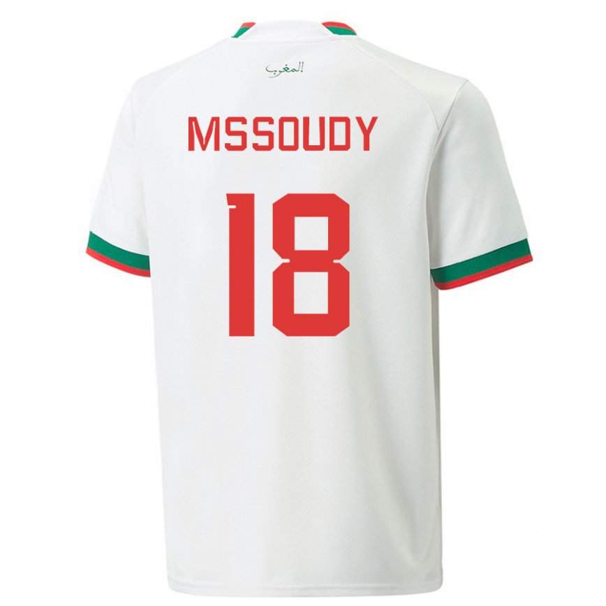 Gyermek Marokkói Sanaa Mssoudy #18 Fehér Idegenbeli Jersey 22-24 Mez Póló