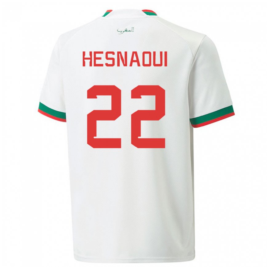 Gyermek Marokkói Hind Hesnaoui #22 Fehér Idegenbeli Jersey 22-24 Mez Póló