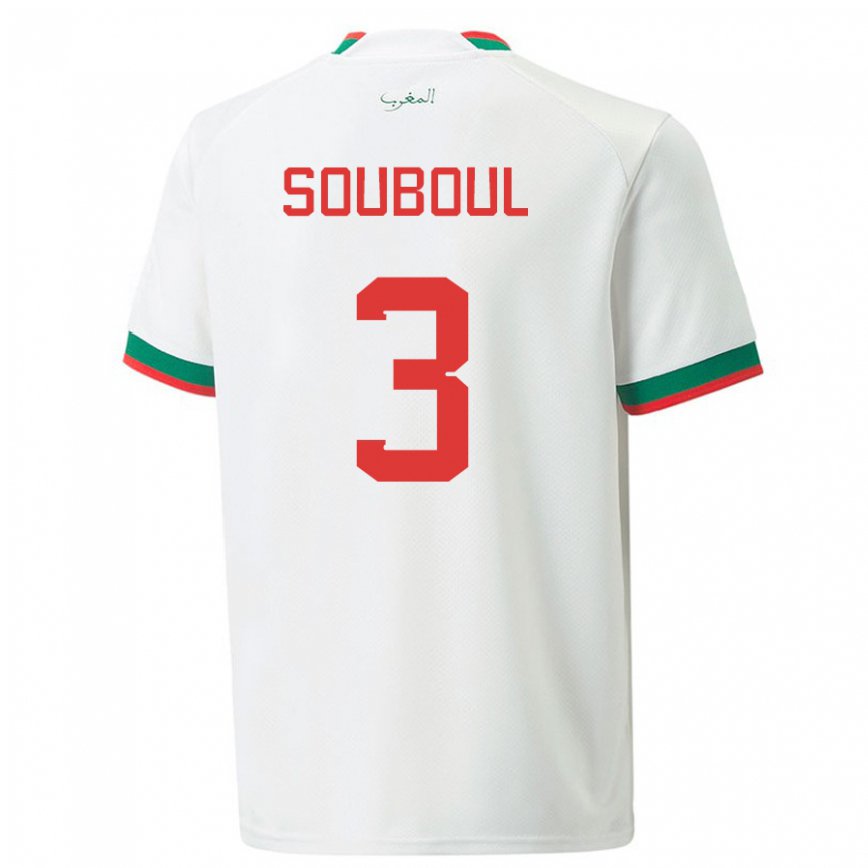 Gyermek Marokkói Mohamed Souboul #3 Fehér Idegenbeli Jersey 22-24 Mez Póló