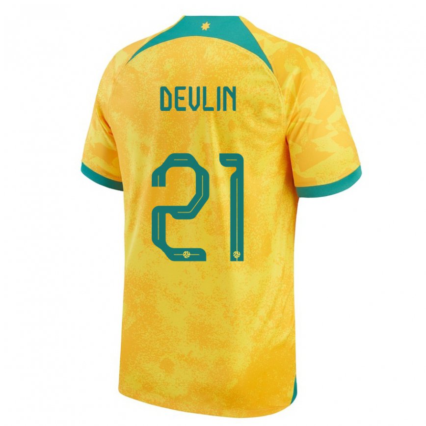 Férfi Ausztrál Cameron Devlin #21 Aranysárga Hazai Jersey 22-24 Mez Póló