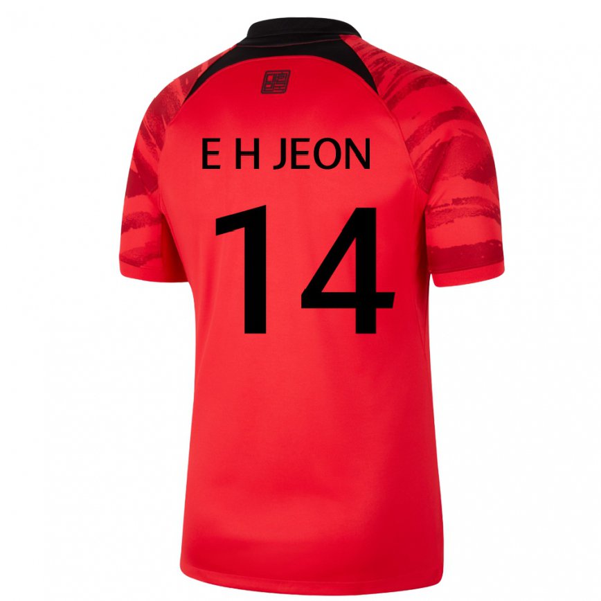 Férfi Dél-koreai Jeon Eun Ha #14 Piros Fekete Hazai Jersey 22-24 Mez Póló