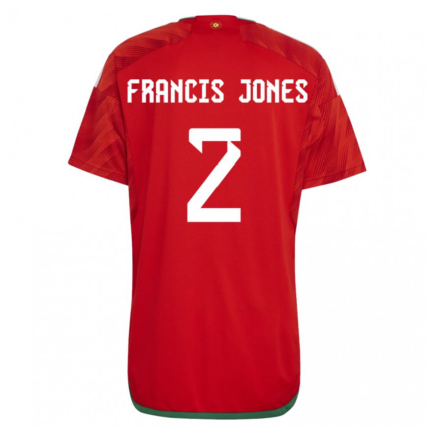 Férfi Walesi Maria Francis Jones #2 Piros Hazai Jersey 22-24 Mez Póló