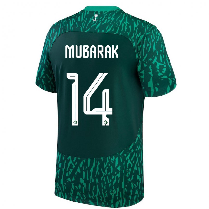 Férfi Szaúd-arábiai Al Bandari Mubarak #14 Dark Zöld Idegenbeli Jersey 22-24 Mez Póló