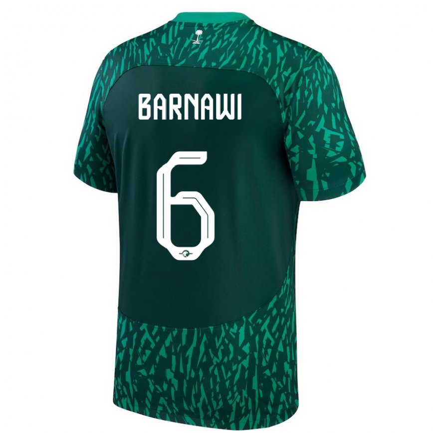 Férfi Szaúd-arábiai Mohammed Barnawi #6 Dark Zöld Idegenbeli Jersey 22-24 Mez Póló