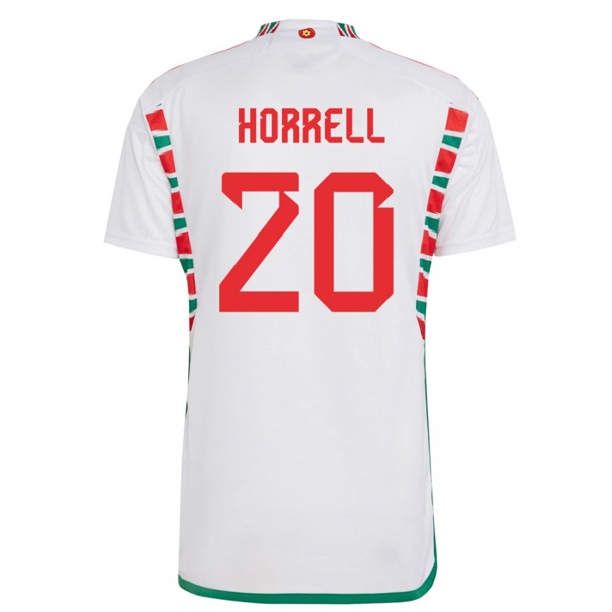 Férfi Walesi Grace Horrell #20 Fehér Idegenbeli Jersey 22-24 Mez Póló