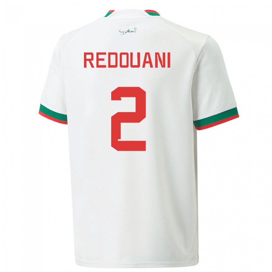 Férfi Marokkói Zineb Redouani #2 Fehér Idegenbeli Jersey 22-24 Mez Póló