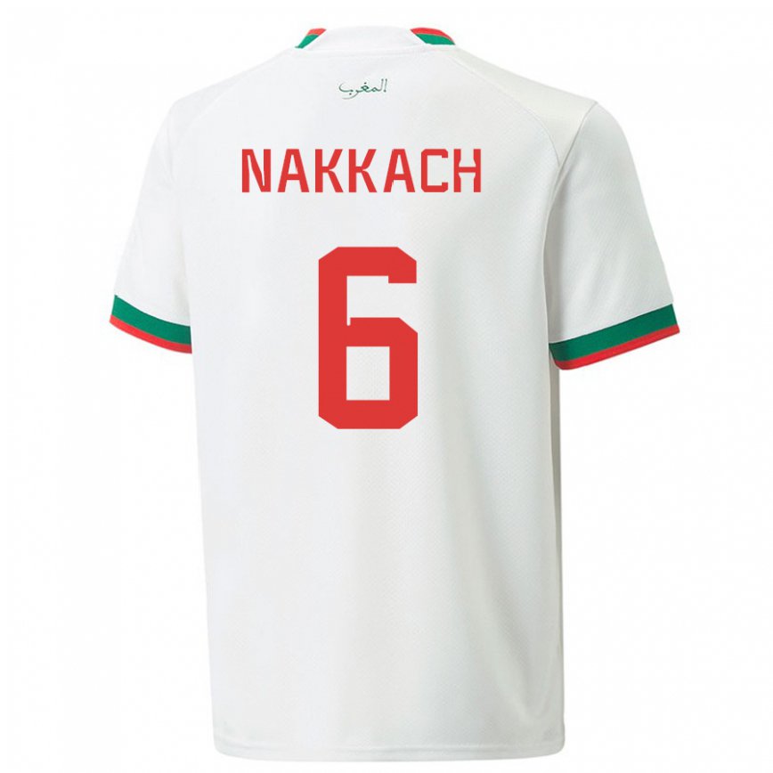 Férfi Marokkói Elodie Nakkach #6 Fehér Idegenbeli Jersey 22-24 Mez Póló