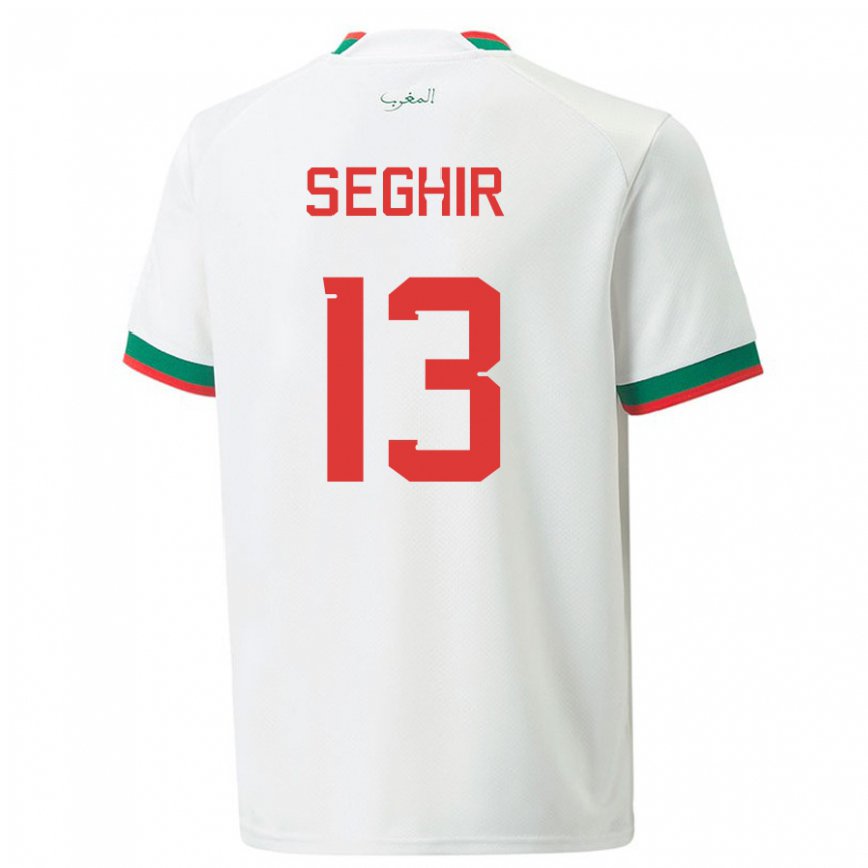 Férfi Marokkói Sabah Seghir #13 Fehér Idegenbeli Jersey 22-24 Mez Póló